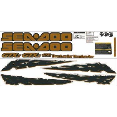 Imagem de Kit Adesivo Faixa Jet Ski Seadoo Gtx 2002 Preto E Dourado - SPTS