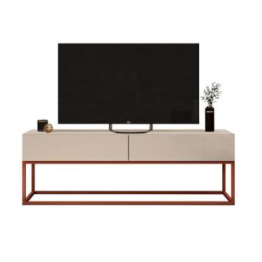 Imagem de Rack Para Sala Com 2 Gavetas Modernas Eros 1,40mt Com Pes de Ferro Est