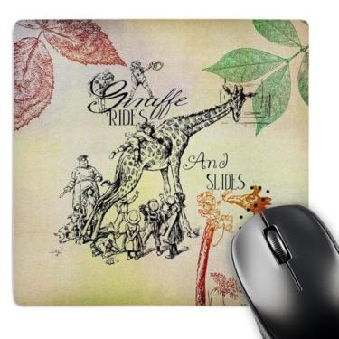 Imagem de 3dRose Mouse pad LLC 20 x 20 x 0,63 cm, girafas vintage animais de arte divertida (mp_79339_1)