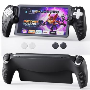 Imagem de FUNDIARY Black Silicone Protective Case for PlayStation Portal Accessories, Non-Slip Soft Grip Cover Case with Full Protection Shock Absorption Handle Shell and 4 Thumb Cap for PS Portal Remote Player