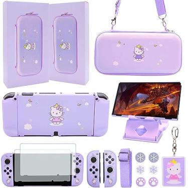 Imagem de GUTIAL Pacote De Acessórios Para Nintendo Switch Oled - Kit De Acessórios Cute Kawaii Ns Oled Para Meninos E Crianças Com Estojo De Transporte, Capa De Encaixe De Desenho Animado, Protetor De Tela,