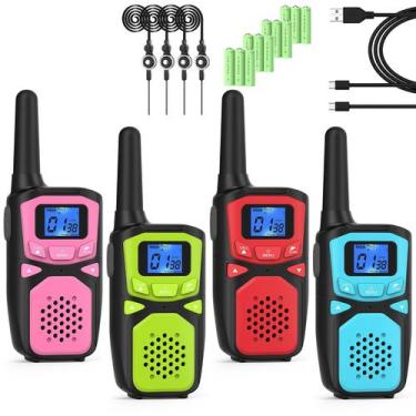 Imagem de Walkie Talkie WokTok para crianças e adultos, recarregável, 4 pacotes 