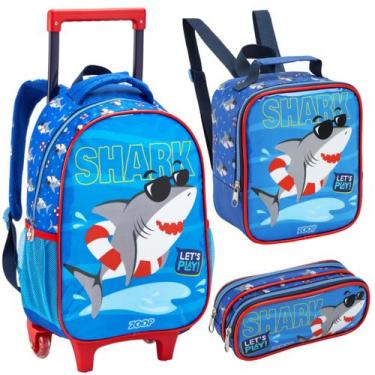 Imagem de Kit Mochila Escolar Infantil Menino Rodinha Lancheira Térmica Estojo C