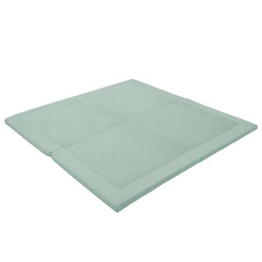 Imagem de SoftScape Velvety e Vinyl Space Saver Tapete dobrável de 4 seções para bebês e crianças, tempo de barriga para bebês, espuma macia e brincadeiras coloridas em casa, creche ou pré-escola - Aloe