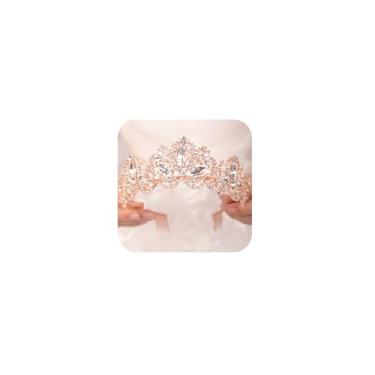 Imagem de Wekicici Tiara de cristal, coroas de princesa, strass, coroa com pentes, tiara de noiva, fantasia de casamento, formatura, aniversário, festa de aniversário, acessórios de cabelo para mulheres (estilo