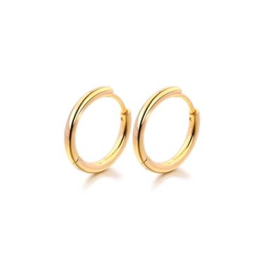 Imagem de INBLUE Conjunto de brincos de argola de aço inoxidável para homens, brincos de cartilagem dourada, pequenos brincos de prata para mulheres, brincos de argola de cartilagem masculinos, brincos de