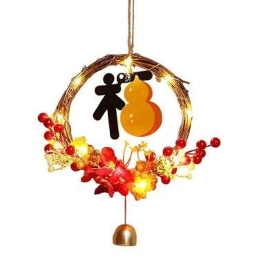 Imagem de Tachiuwa Pré iluminado ano novo chinês grinalda pendurado na parede ornamento artificial pendurado pingente para festa lareira porta festival janela, Style a