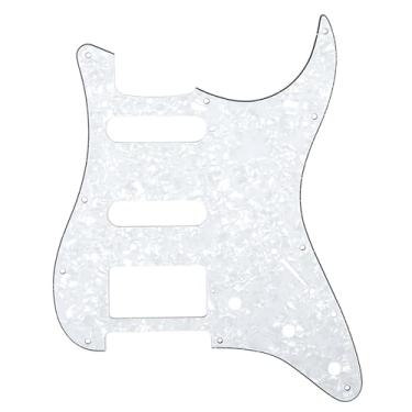 Imagem de Musiclily 11 Furos Escudo HSS Pickguard Strato para Guitarra Fender EUA/Mexicana Made Stratocaster Standard Estilo Moderno, 4 Camadas Branco Perolado