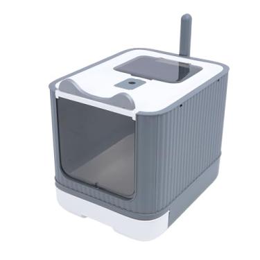 Imagem de Caixa de areia para gatos fechada, Caixa de areia para gatos com entrada superior e colher, Caixa de areia para gatos com tampa de plástico de grande capacidade e estilo de