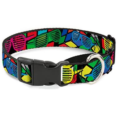 Imagem de Buckle-Down Coleira para cães 80 Shades Rubiks preta/martingale neon, 3,81 cm de largura, serve para pescoços de 33-45,72 cm - pequeno