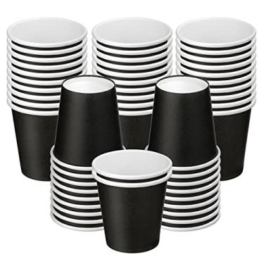 Imagem de Pacote com 50 copos de papel de 85 g, copos descartáveis de banheiro de 85 g, copos de café para café, pequenos copos descartáveis para festa, piquenique, viagem, expresso ou lanche