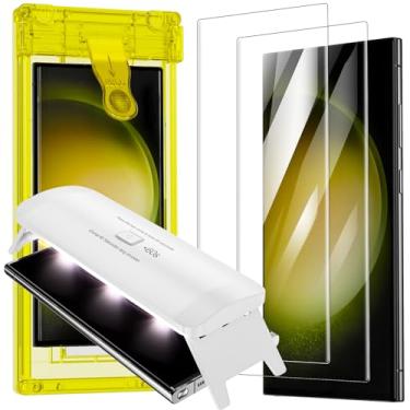 Imagem de Fotbor [Protetor de tela Zero Bubble para Samsung Galaxy S23 Ultra/S22 Ultra, pacote com 2 películas de cura UV 3D [alinhamento automático], ajuste perfeito, sedoso, suave, resistente a arranhões, sem