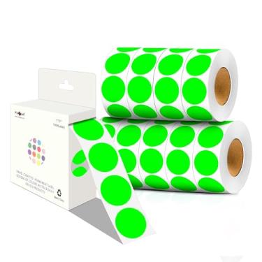 Imagem de PARLAIM Adesivos redondos de 2,5 cm com código de cores, 10.0000 por/10 rolos de pontos, caixa distribuidora de etiquetas, círculo verde fluorescente, etiqueta para escritório, casa (verde