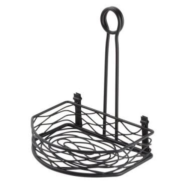Imagem de American Metalcraft SRBNB1 Suporte semi-redondo para condimentos Birdnest de arame, ferro forjado, preto