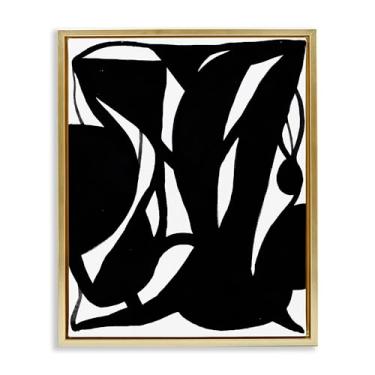 Imagem de Stupell Industries Tela flutuante emoldurada com tinta em espiral preta design de arte de parede por Bea Dina, moldura flutuante dourada, 25 x 31