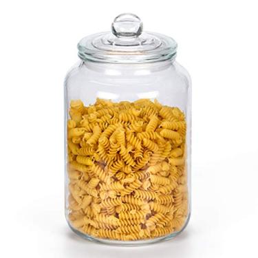 Imagem de MDLUU Frasco de vidro com tampa hermética, recipiente de vidro 3,8 litros, recipiente de armazenamento de despensa, pote grande de boticário para doces, biscoitos, farinha, açúcar mascavo