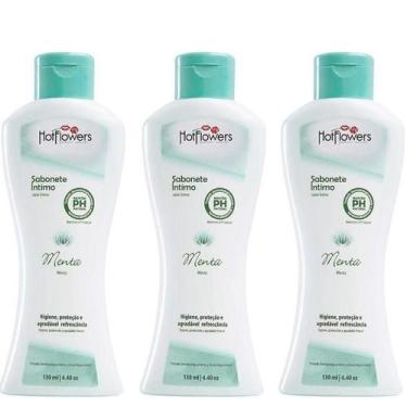 Imagem de Kit 03 Sabonete Íntimo Menta 130ml Hot Flowers - Sexshop - COSMETICO