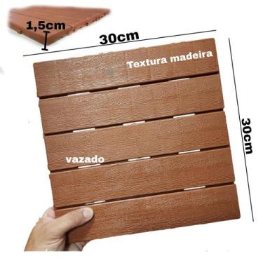 Imagem de 60 Peças de Decks Madeira Plástico Encaixe Modular Piscina Sacada Palh