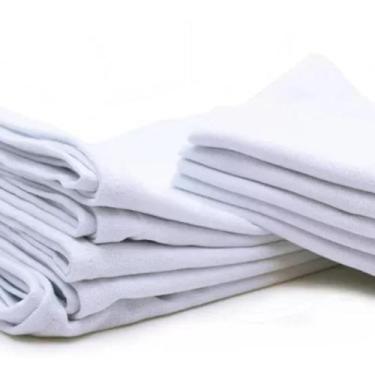 Imagem de Kit 06 Pano De Prato E Copa Branco Liso Grande 100% Algodão - LOVE BAB