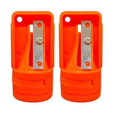 Imagem de Kit 2 Apontador Lápis Carpinteiro Encaixe Duplo Quadrado Pedreiro Marc