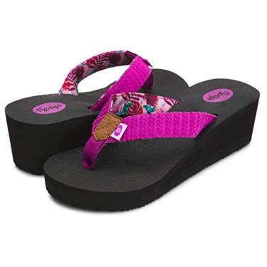 Imagem de Floopi Sandálias de salto alto para mulheres, tapete de ioga confortável para suporte, plataformas de dedo para o verão, Roxa, 40