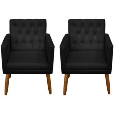 Imagem de Jogo 2 Poltronas Confortável Para Sala Pequena MOBLAN decor (PRETO)