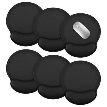 Imagem de 6 peças de mouse pad ergonômico com suporte para descanso de pulso, mousepad confortável com superfície de suporte de pulso suave e base de poliuretano antiderrapante, mouse pad de computador