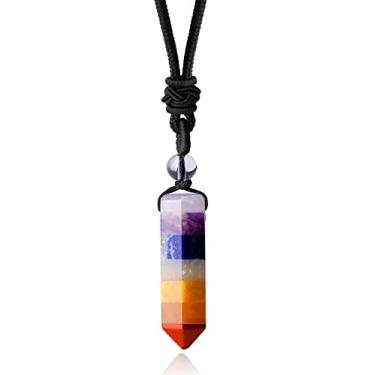 Imagem de XIANNVXI Colar de cristal para homens e mulheres, corda ajustável, ponto hexagonal, cristal curativo, colar com pingente de pedra natural, joias de pedras preciosas, 18-27.5 inches, corda
