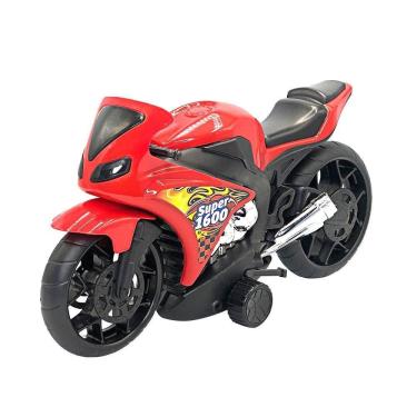 Imagem de Moto De Brinquedo Vermelha Esportiva Com Detalhes Cromados