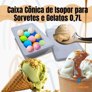 Imagem de 3 Caixas Cônicas De Isopor Eps 0,7 Litros Para Sorvetes e Gelatos - Mu