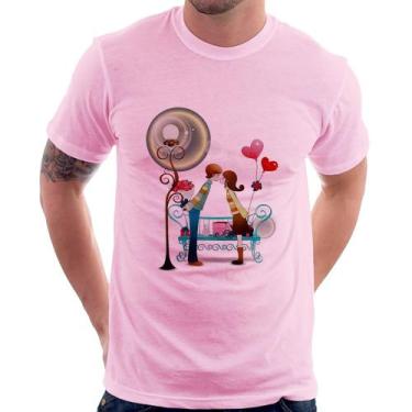 Imagem de Camiseta Casal Namorados Beijando - Foca na Moda, Rosa bebê, G