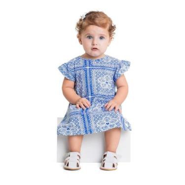Imagem de Vestido Estampado para Bebê Menina Quimby, Azul, 3
