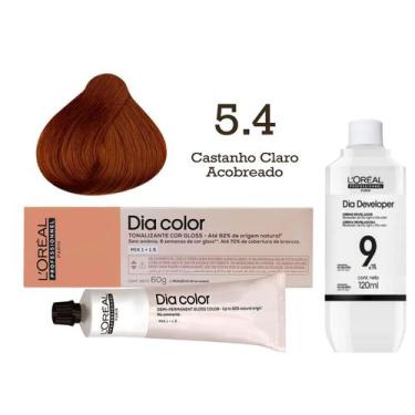 Imagem de Tonalizante Dia Color 5.4 Castanho Claro Acobreado + Emulsão Revelador