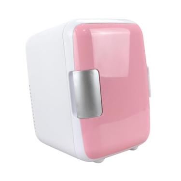 Imagem de Ｂｅｓｇａ Mini geladeira geladeira pequena para automotivo 12V Compartamento Duplo Cosméticos Cooler 4 litros para Campa de Cabin Camping água, Rosa