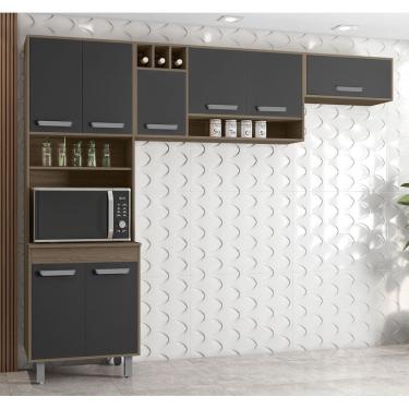 Imagem de Cozinha Compacta 3 Peças 8 Portas Barcelona - Carvalho/Grafite Poliman