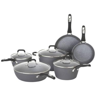 Imagem de Conjunto de Panelas e Frigideiras Antiaderentes, 10 Peças, BIALETTI 07559, Cinza