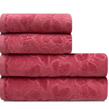 Imagem de Jogo de Toalhas Banho e Rosto Dohler 100% Algodão Romance