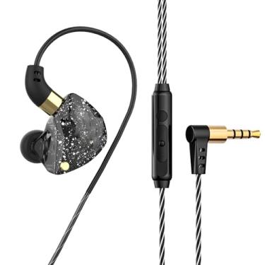 Imagem de Fone de ouvido para jogos, fone de ouvido intra-auricular, mega graves, fones de ouvido inclináveis com microfone, controle de fio inteligente para atender telefone (preto com microfone)