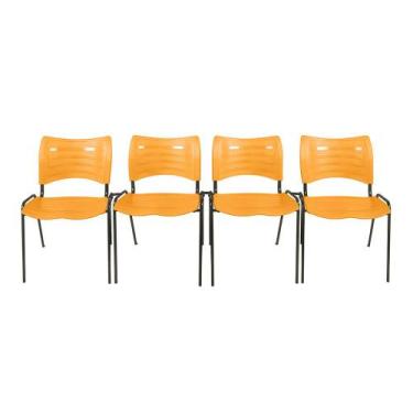 Imagem de Kit com 4 Cadeiras Iso turim plastica Igreja Recepção Escola Laranja -