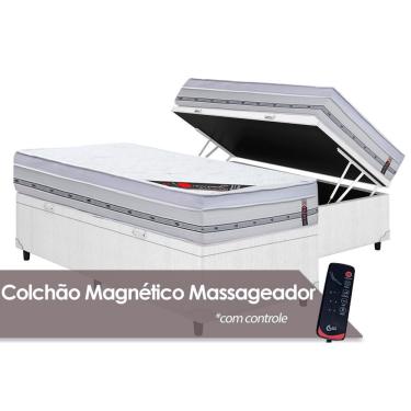 Imagem de Cama Baú Solteiro: Colchão Molas Pocket Castor c/Massagem Magnético Gold Star + Box crc Cour(88x188)