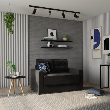 Imagem de Sofá 2 Lugares Retrátil Cochem Suede Preto 140 cm