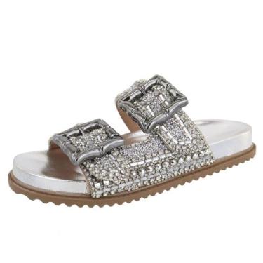 Imagem de Sandália Papete Feminina Brilho Strass Slide Fácil Calce - s/marca, Pr