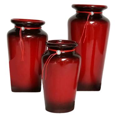 Imagem de Trio Vasos Jad Urna Em Cerâmica De Aparador Red Black