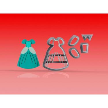 Imagem de Cortador Vestido Princesa Cinderela Modular Tamanho 6 Cm