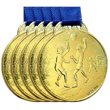 Imagem de Kit 5 Medalhas Handebol Esporte 3,5cm Escola Colegio Escola ouro