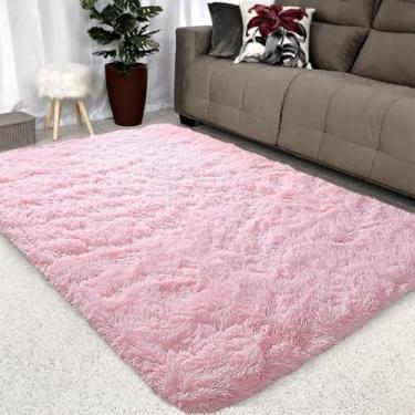 Imagem de Tapete Felpudo Peludo para Sala e Quarto, 200 x 150 cm, Macio e Fofinho (ROSA)