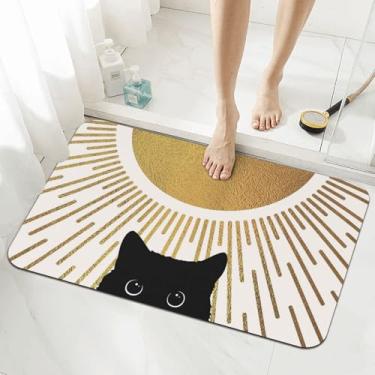 Imagem de Tewujay Tapete de banho de terra diatomácea - Tapete de banheiro antiderrapante de secagem rápida com estampas elegantes, tapete absorvente ecológico para chuveiro, à beira da piscina (designs