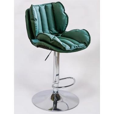 Imagem de Bar Stools Swivel Kitchen Barstools With Back,Leather Counter Height Bar Stools With Footrest, High Stool Lift Swivel Height Adjustable Counter Chairs For Bar, Home And Restaurants(Dark Green,Sliver)