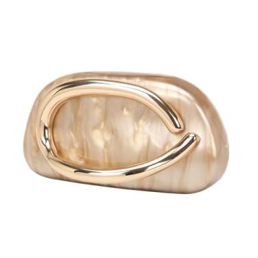 Imagem de Bolsa clutch de acrílico para mulheres, clássica, redonda, acrílica, noturna, vintage, metal, guidão, bolsa para festa de casamento, formatura, Dourado, marrom