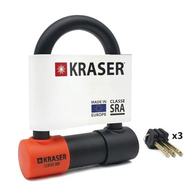 Imagem de KRASER KR85S Cadeado robusto para motocicleta U com bloqueio, homologado SRA, alta segurança testada, arco 85 x 125 mm ø18 mm fecho duplo, fechadura anti-roubo, antirroubo U Lock para motocicleta,